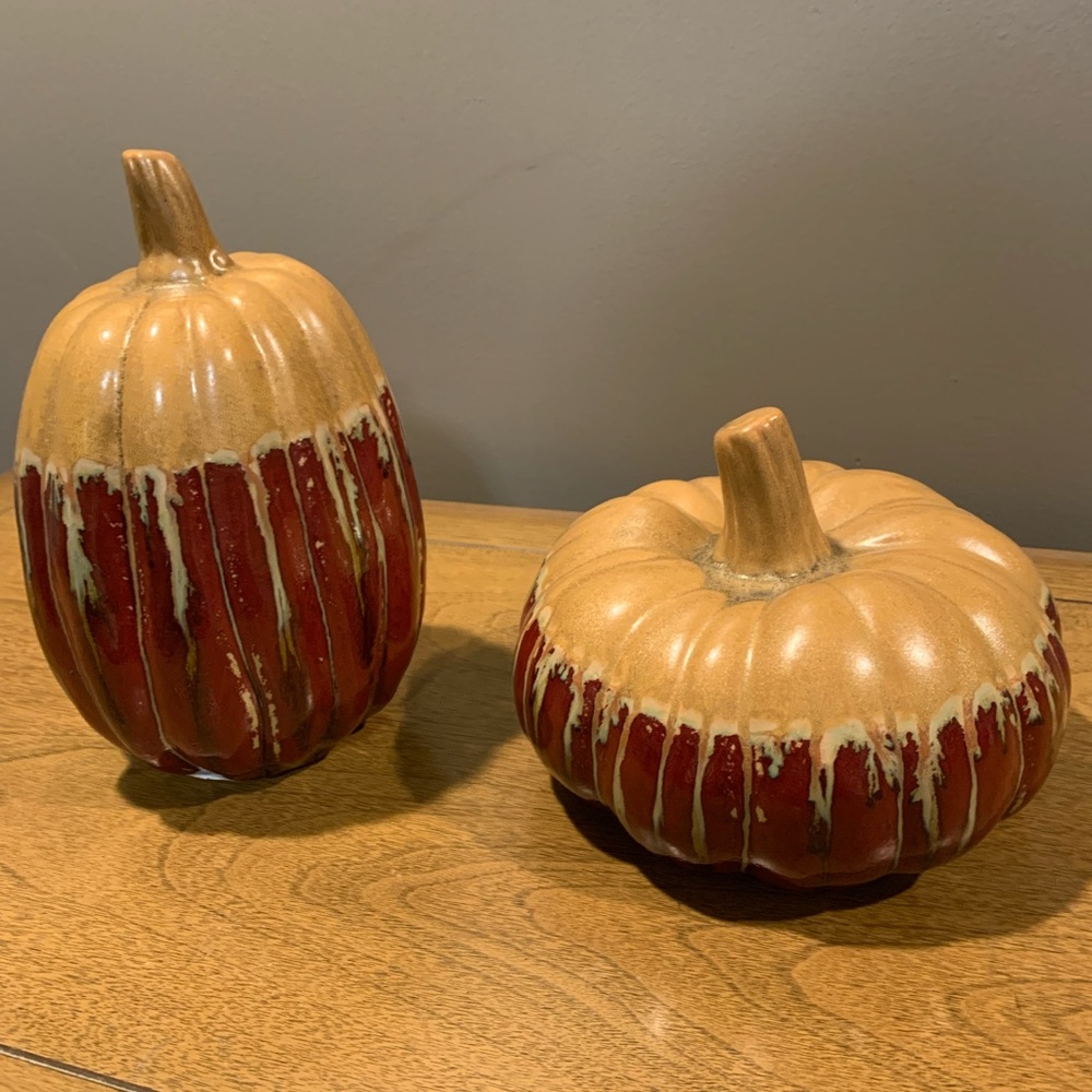 Ceramic Pumpkins Set of Two, Great Condition, Fall / Thanksgiving Decor